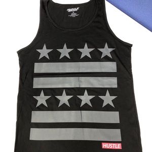 Black Tank Top with Gray Stars And Stripes from Hustler Avenue.